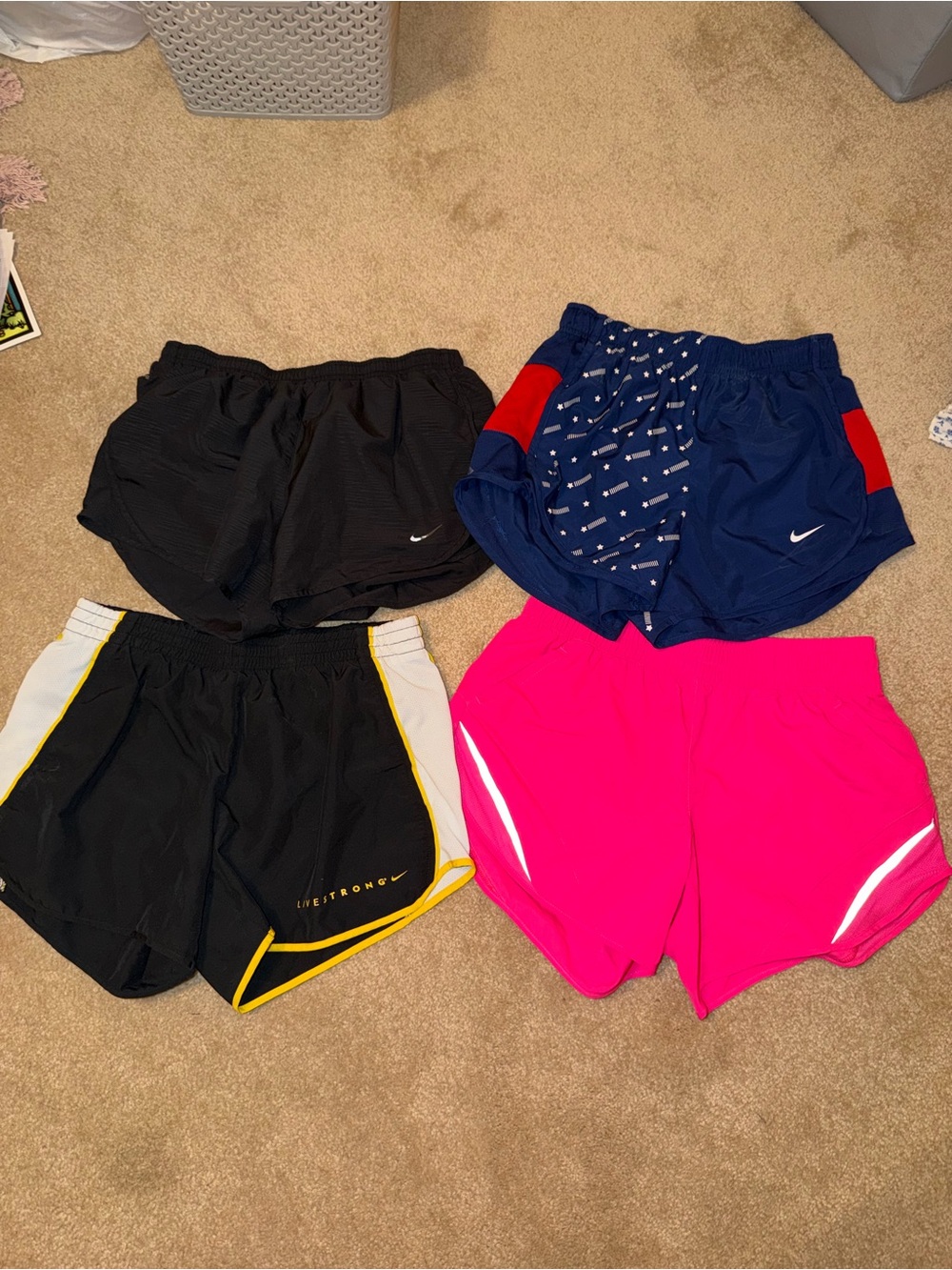 Nike Shorts Bundle - Black, Navy, Hot Pink, Black with Yellow Trim